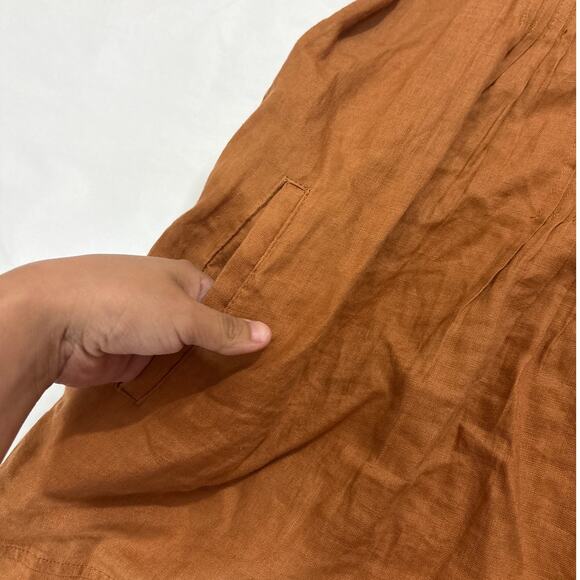 Quince Womens Small 100% European Linen Sleeveless Swing Dress Terracotta - Picture 5 of 10